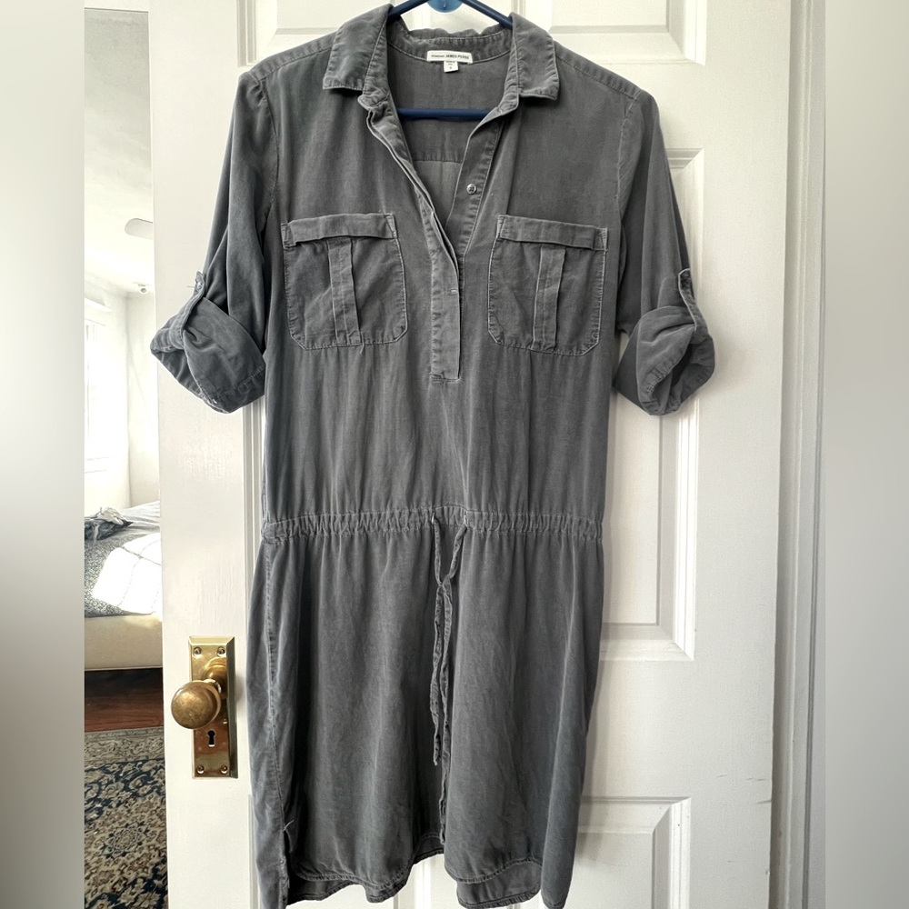 James Perse corduroy utility dress with drawstring waist. Size 2
